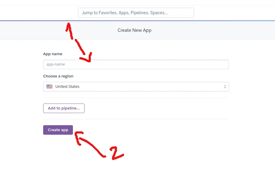 Crear app en Heroku paso 2